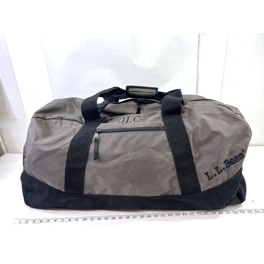 LL Bean Adventure Duffel Bag XL Large Gray Black 33x14x14 Heavy Duty